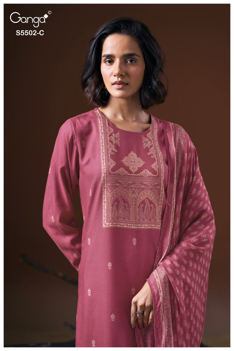 Gaeva 5502 By Ganga Wool Pashmina Dress Material